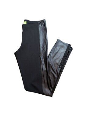 Adam Jacobs Studded Leggings Faux Leather Tuxedo Panel Black Moto Womens Small